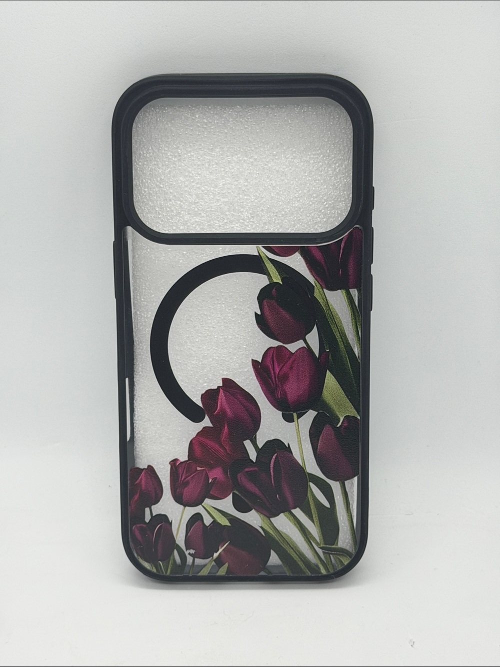 iPhone 17 Pro Case - Black, with Dark Purple Tulip Design (New Without Tags)
